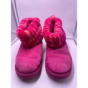 UGG Fluff Mini Quilted Zebra Boots -Rock Rose Sheepskin Womans size 7